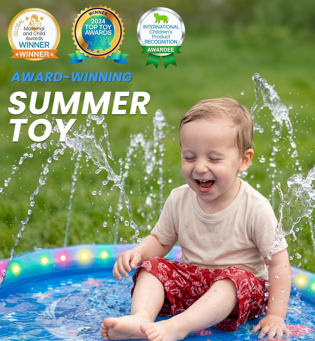 LED Splash Pad Sprinkler for Kids & Dogs – 60" Non-Slip | Outdoor Water Play Mat