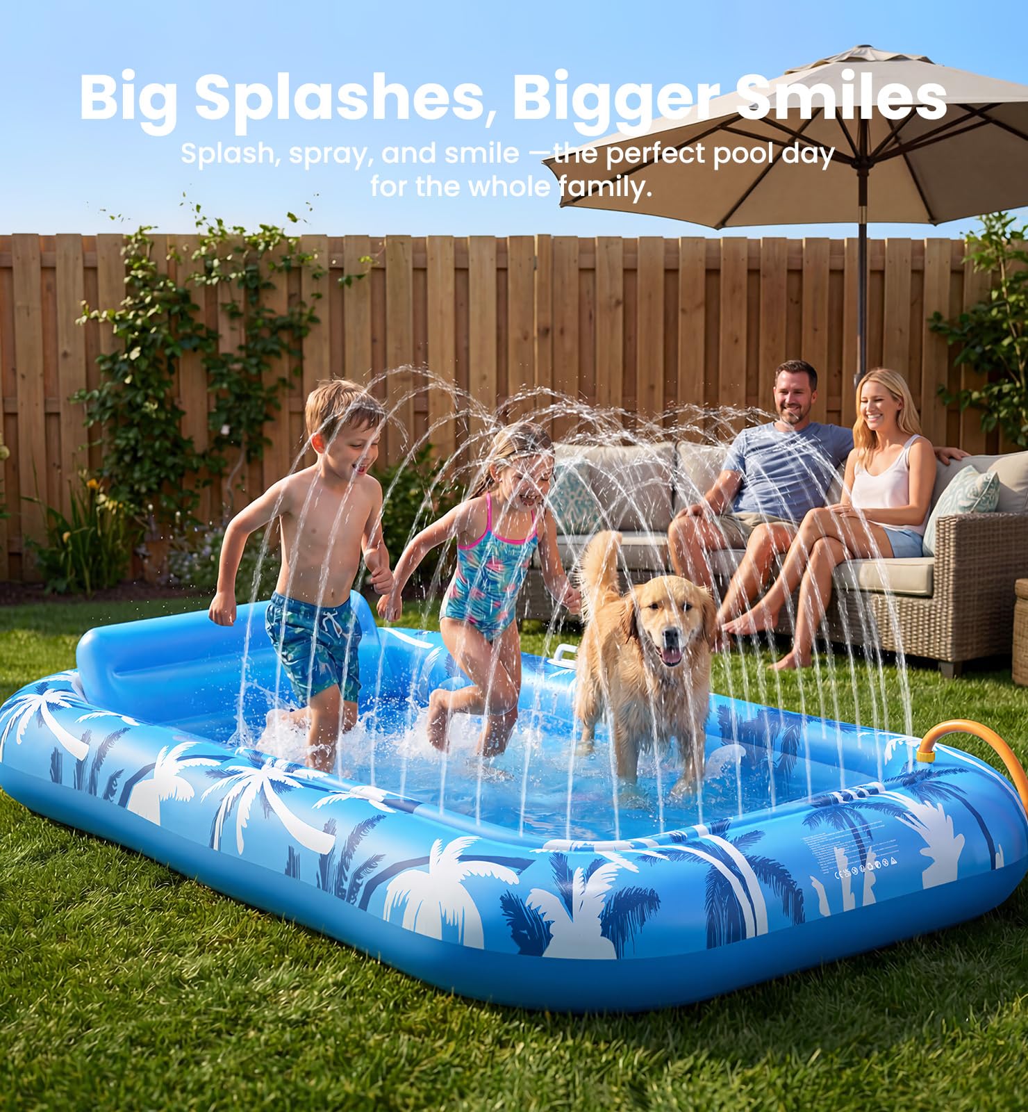 Inflatable Tanning Pool Lounger with Sprinkler – XL Float Raft | 6-in-1 Sunbathing Lounge for Adults