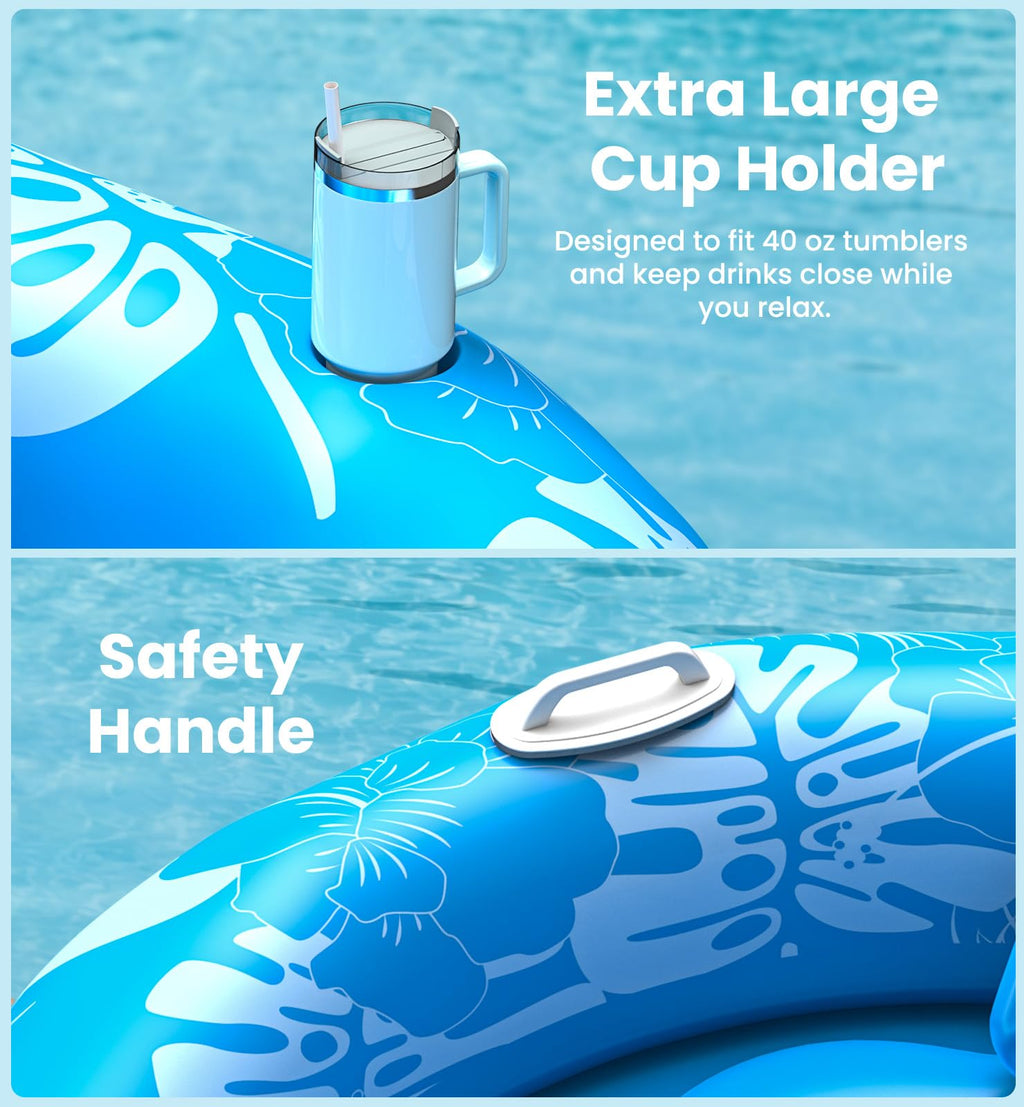 Round Inflatable Tanning Pool with Sprinkler – 72"x65" XL | Sunbathing Lounge Float for Adults